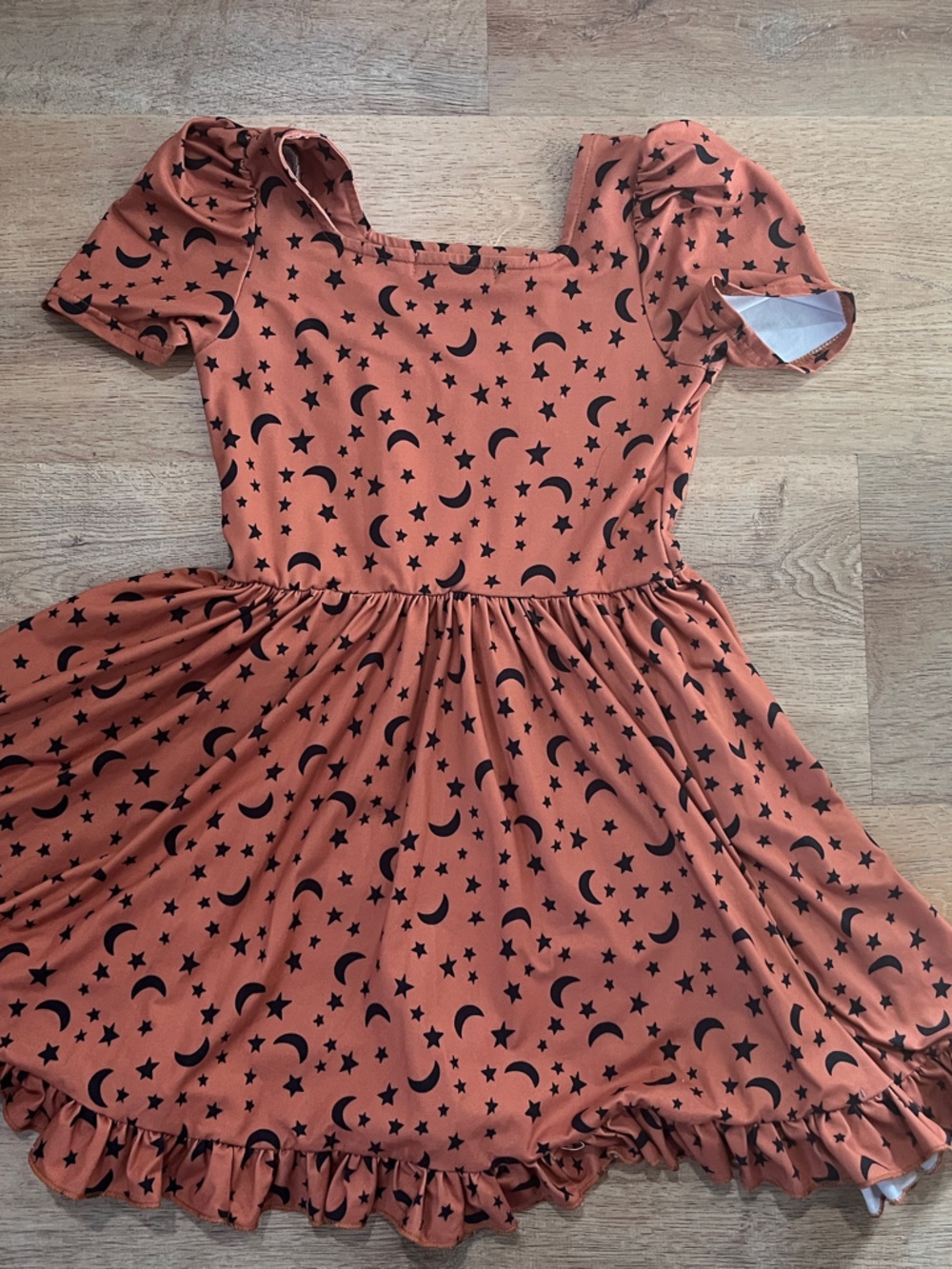 Rust Orange Moon & Star Ruffle Dress - Picture 3 of 3